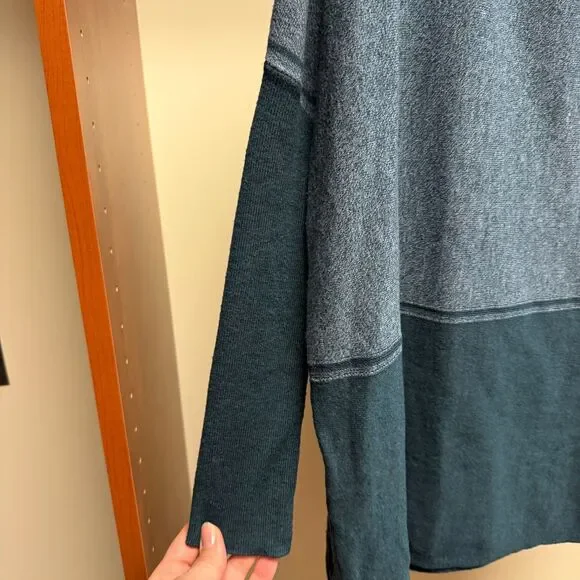 Smartwool Edgewood Sweater Blue Two Toned Wool Blend Cowl Neck Medium - Picture 4 of 8